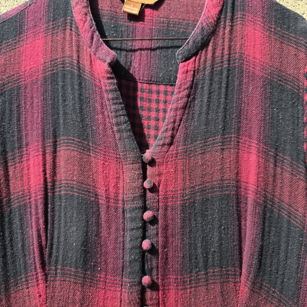 April Cornell Cabincore Modern Prarie Plaid Dress in Red and Black - Picture 4 of 8